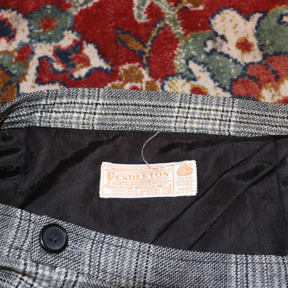 1970s vintage "pendleton" grey and brown plaid skirt - Picture 4 of 6